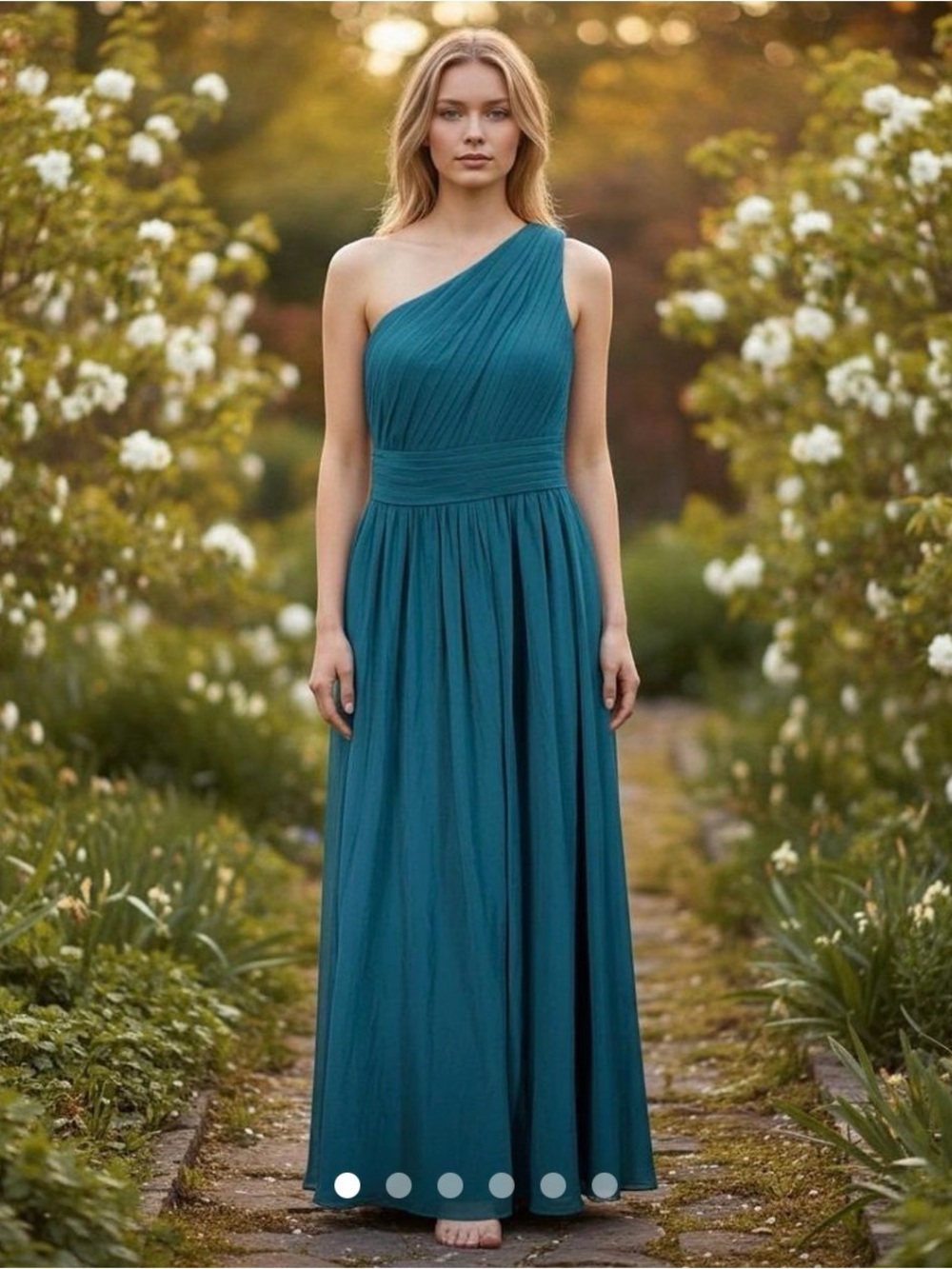 One-Shoulder Peacock (teal) Azazie Bridesmaid Dress, Molly Style